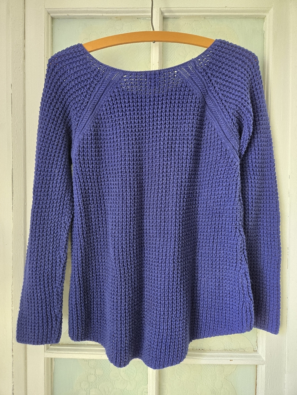 Guess Blue Cable Knit Zip Shoulder Sweater Small - Picture 3 of 4
